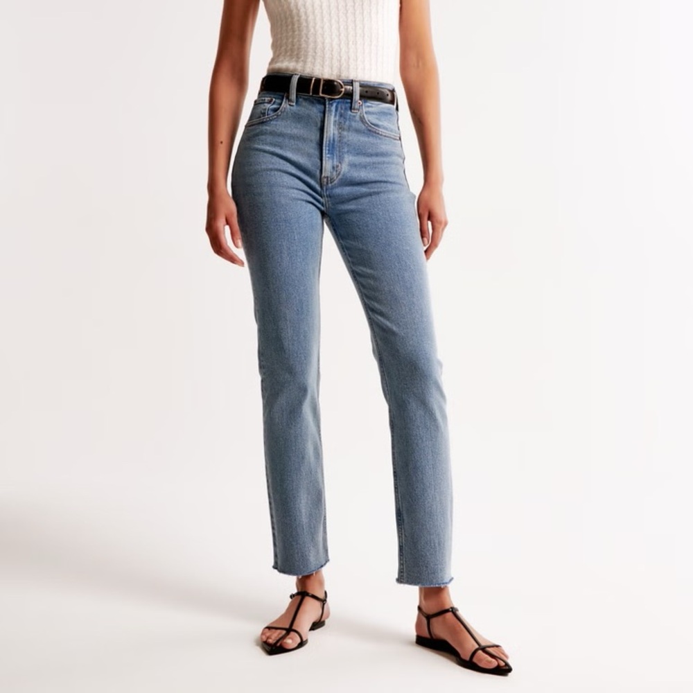 Abercrombie & Fitch Light Blue ankle straight ultra high rise Jeans